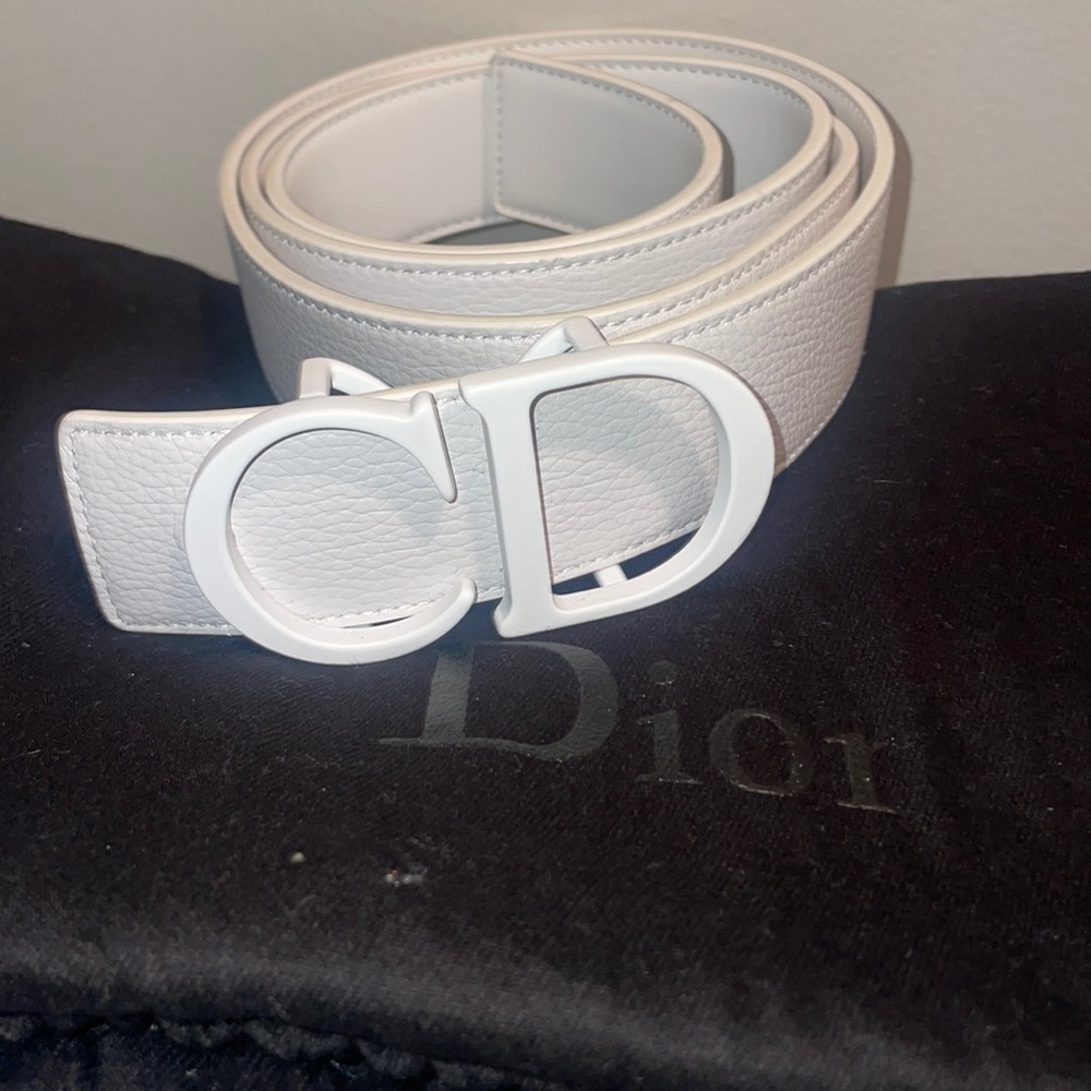 Men White Dior Belt